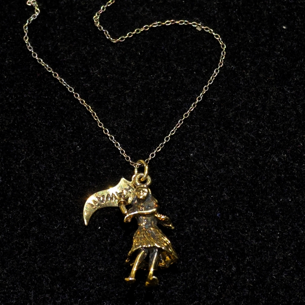 Vintage Sterling Silver 925 Hula Hawaiian Lady Woman Necklace